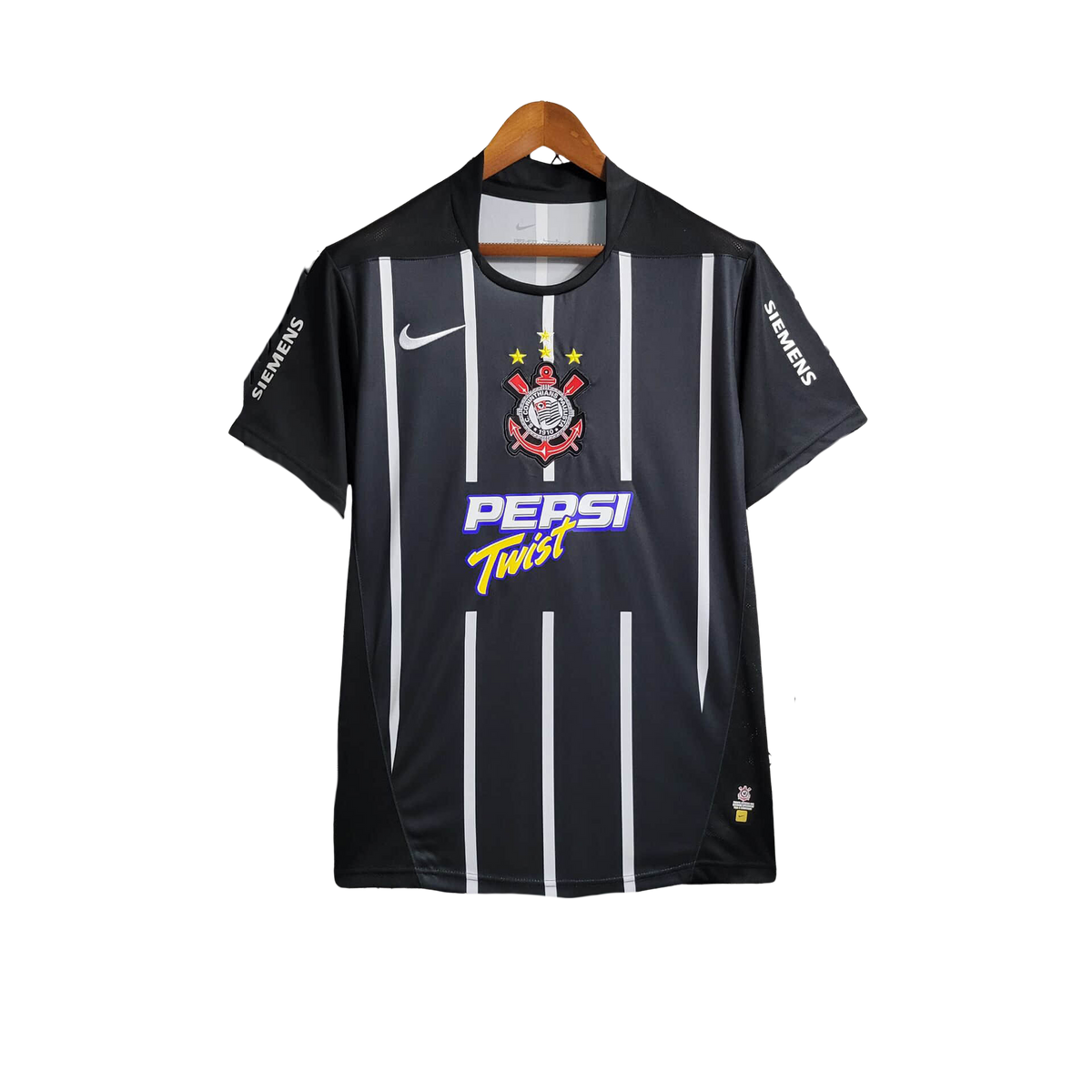 Camisa Corinthians Titular 2004 - Versão Retrô Preta Pepsi Twist