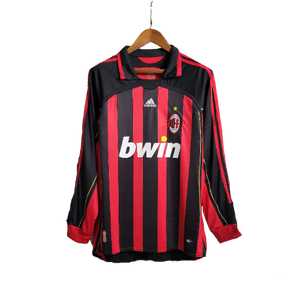 Camisa Retrô Milan I Home Adidas 2006/07 Masculino Manga Longa Vermelho e Preto