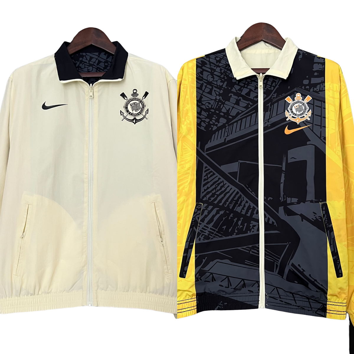 Jaqueta Corinthians Reversível 24/25 - Bege e Amarelo