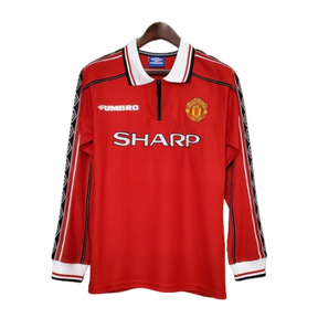Camisa Manchester United Retrô Manga Longa Umbro 1998/99 Vermelha