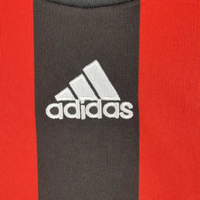 Camisa Retrô Milan I Home Adidas 2008/09 Manga Longa Vermelho e Preto