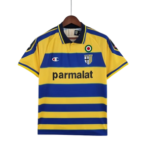 Camisa Retrô Parma I Champion 1999/00 Masculino Amarelo e Azul