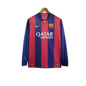 Camisa Retro Barcelona Nike Manga Longa 2014/15 Masculino Azul e Grená