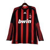 Camisa Retrô Milan I Home Adidas 2008/09 Manga Longa Vermelho e Preto